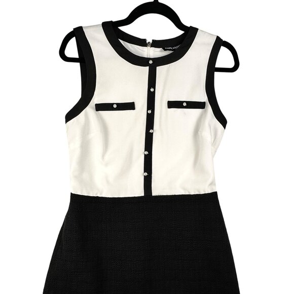 KARL LAGERFELD PARIS Colorblock Sheath Womens Dress Size 2 Feminine OldMoney - Picture 4 of 13
